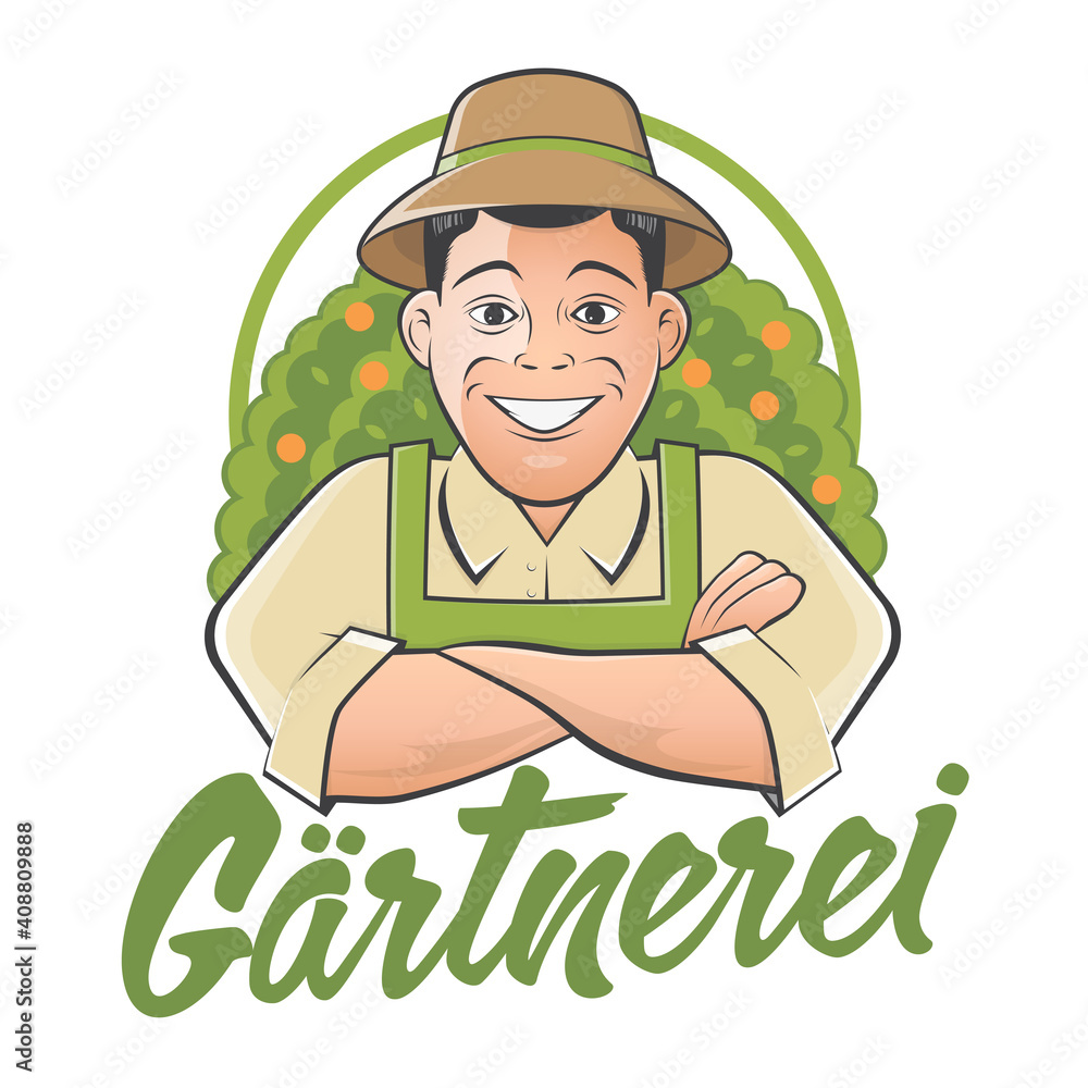 Gärtnerei Cartoon Logo Stock Vector | Adobe Stock
