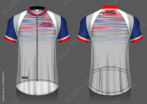 Jersey cycling template design uniform front and back view