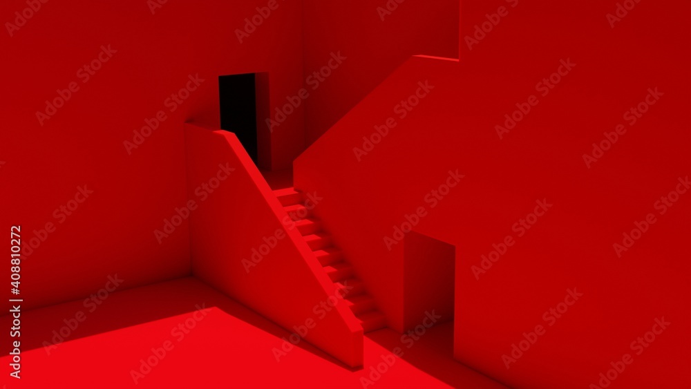 red minimal building red minimal building