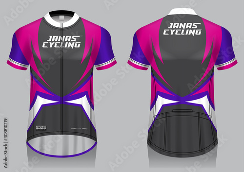 Jersey cycling template design uniform front and back view