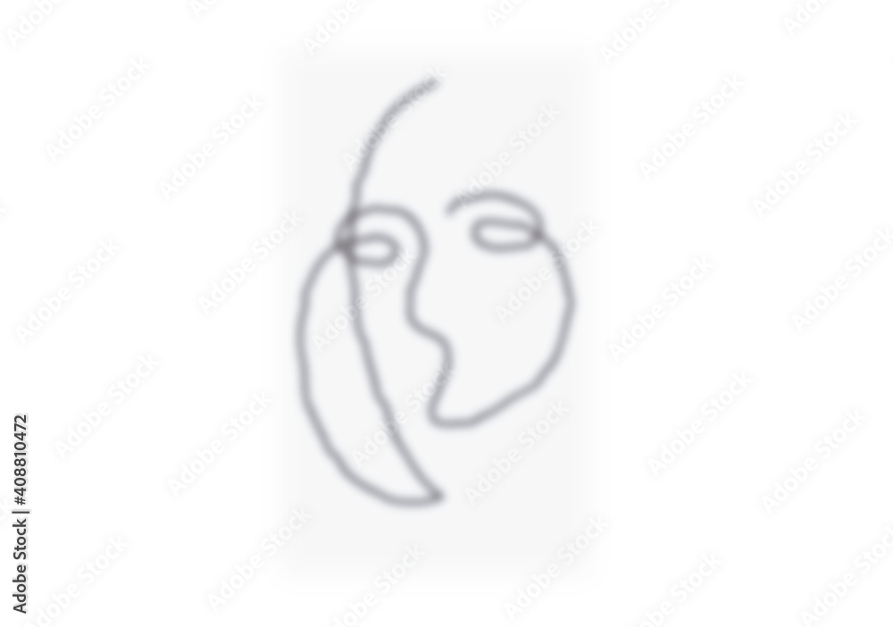 Line drawing of scribbled smoothed face Line drawing of scribbled smoothed face