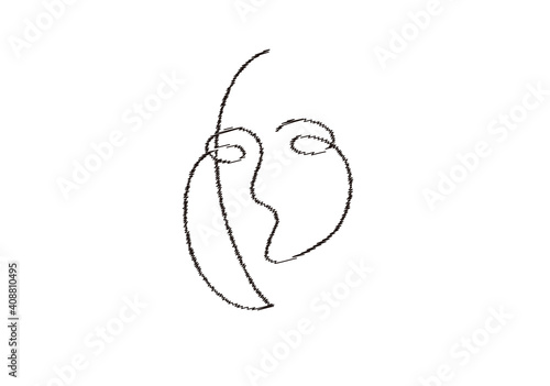 Line drawing of scribbled smoothed face