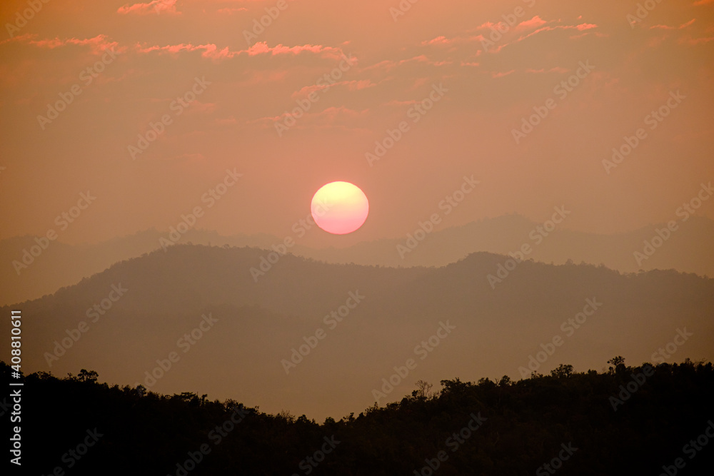 The sun rises in the morning on the mountain of the new day. The sun rises in the morning on the mountain of the new day.
