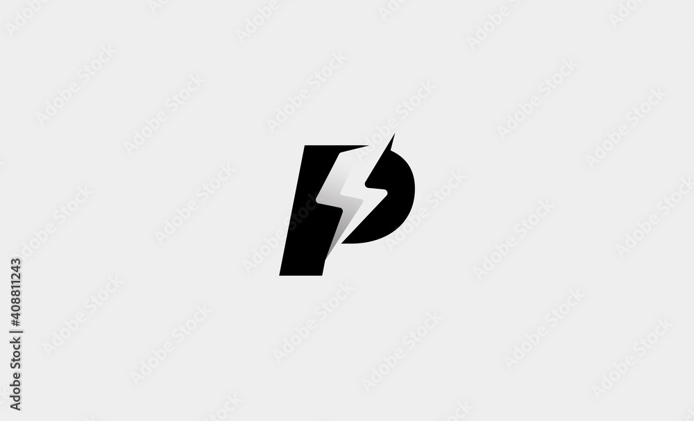  Letter P Bolt Logo Vector Design Icon Illustration - obrazy, fototapety, plakaty 