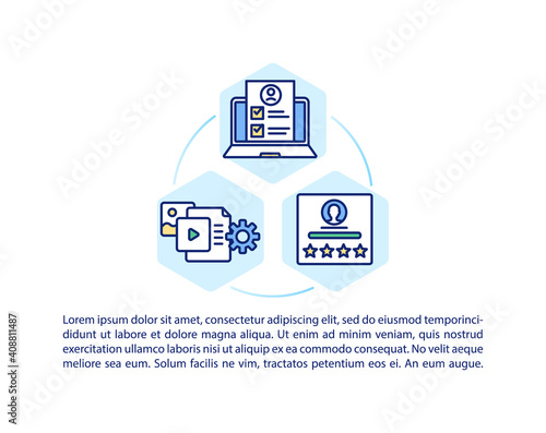 Intuitive course structure concept icon with text. Online education. Proffesional teachers and tutors. PPT page vector template. Brochure, magazine, booklet design element with linear illustrations