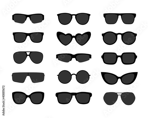 Trendy vector sunglasses. Glasses collection isolated on white. Summer vacation accessory