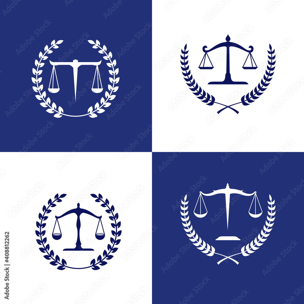 law and scale logo, icon and illustration