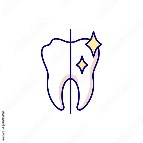 Cosmetic dentistry RGB color icon. Professional dental care. Dental surgery. Tooth recovery stomatology technics. Dental equipment. Snow white smile. Dental practice. Isolated vector illustration