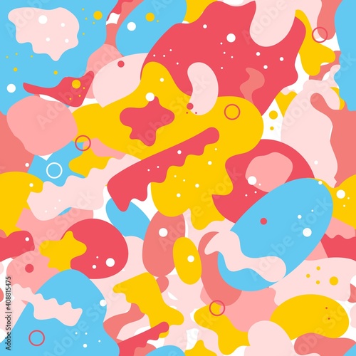 Seamless pattern with abstract multicolored spots. Abstracts modern pattern