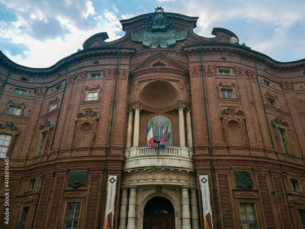 Obraz premium Palazzo Carignano noble building in Turin historical city in north Italy