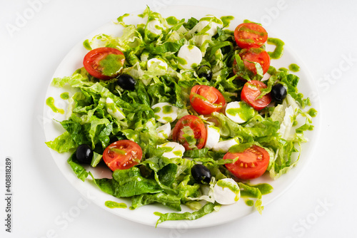 fresh salad with mozzarella and olives