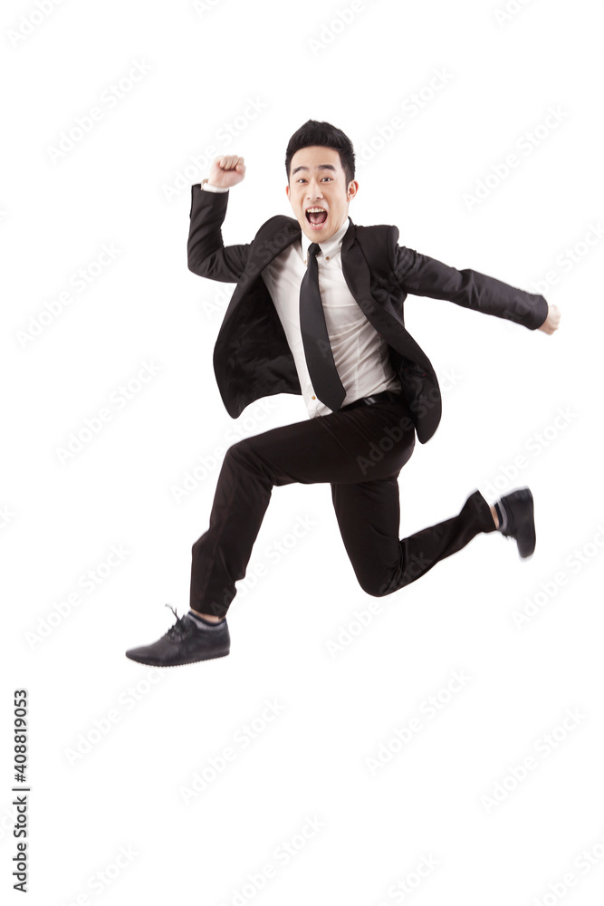 Portrait of Businessman jumping Portrait of Businessman jumping