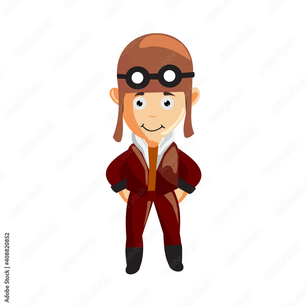 pilot character Standing illustration use helmet headphones and glasses pilot character Standing illustration use helmet headphones and glasses
