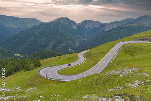 Motorrad auf der Nockalmstraße in Kärnten / Österreich photo