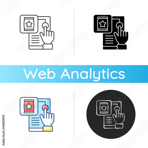 Customer behavior icon. Study of individuals and organizations and how they select and use products or services. Linear black and RGB color styles. Isolated vector illustrations photo