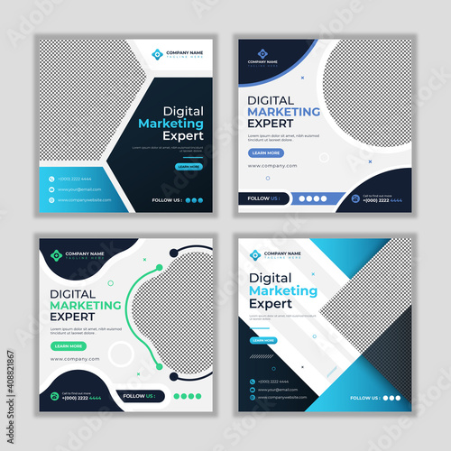 Digital marketing business web banner or social media post template