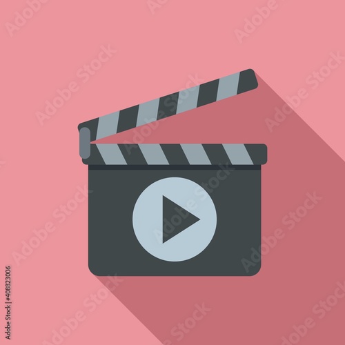 Camera clapper icon. Flat illustration of camera clapper vector icon for web design
