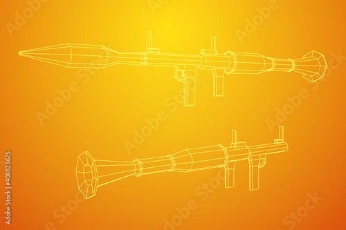 Anti-tank rocket propelled grenade launcher - RPG 7. Wireframe low poly mesh vector illustration.