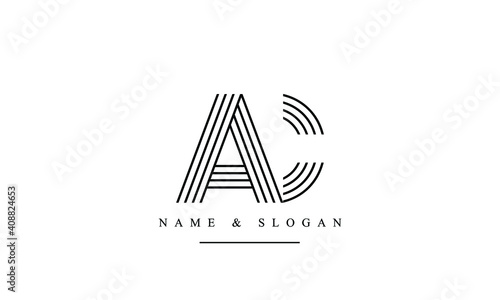 AC, CA, A, C Letter Logo Design with Creative Modern Trendy Typography