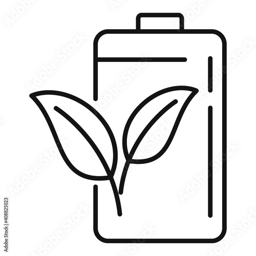 Eco battery icon. Outline eco battery vector icon for web design isolated on white background