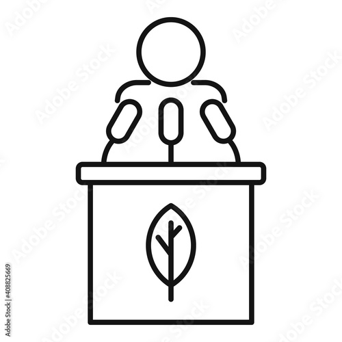 Ecologist speaker icon. Outline ecologist speaker vector icon for web design isolated on white background