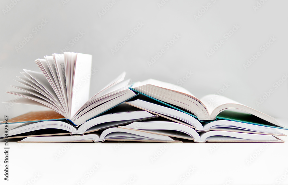 stack of books on white background stack of books on white background