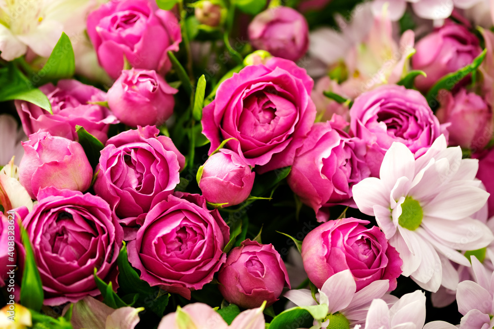 Pink roses with chrysanthemum Pink roses with chrysanthemum