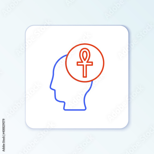 Line Cross ankh icon isolated on white background. Colorful outline concept. Vector.