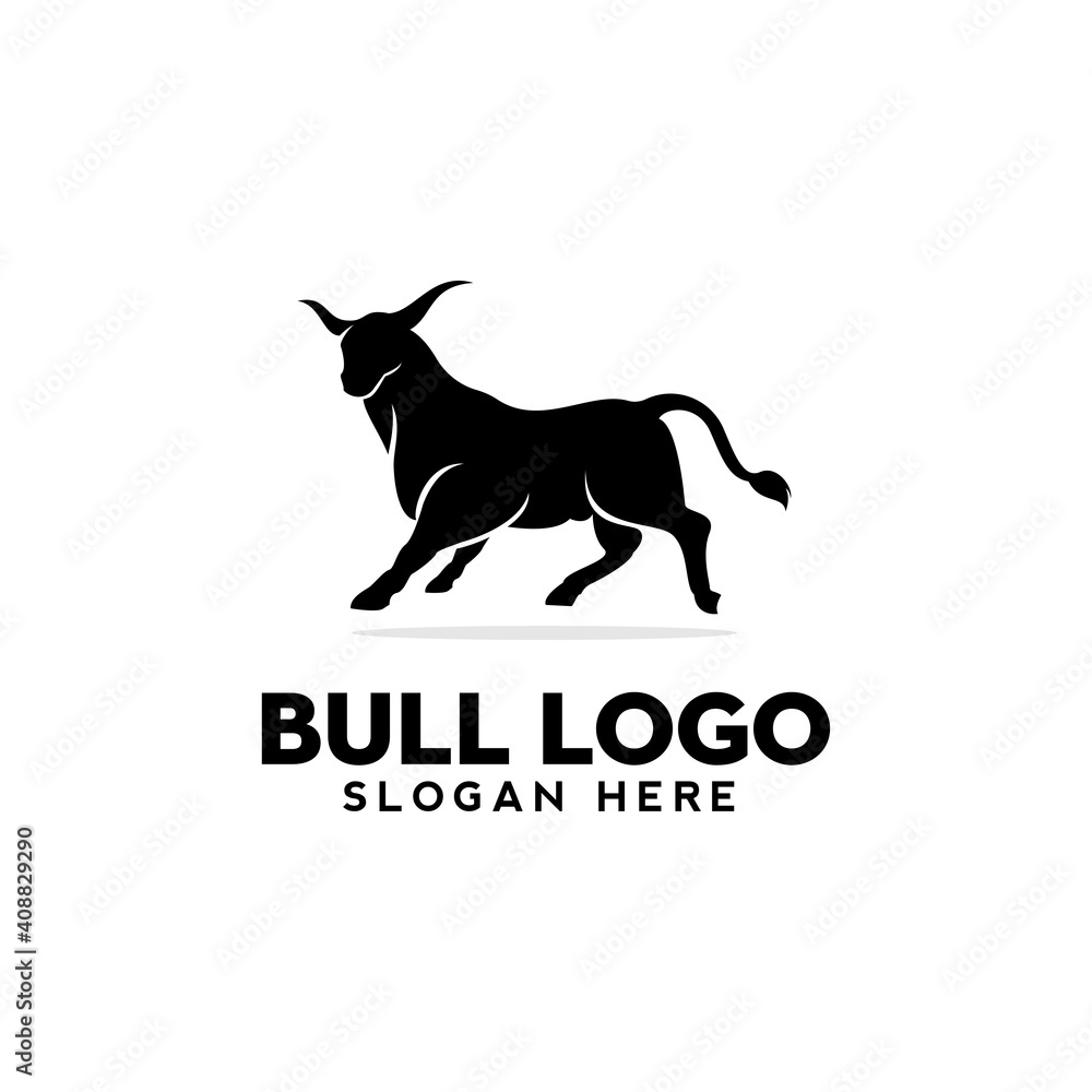 black bull logo design silhouette vector illustration,animal logo,logotype,symbol