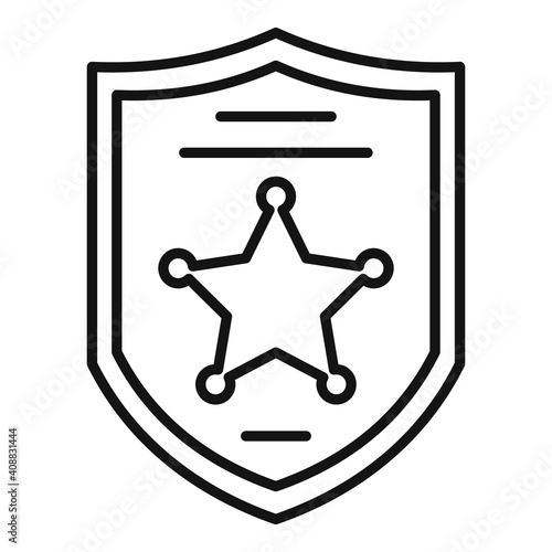 Investigator police shield icon. Outline investigator police shield vector icon for web design isolated on white background