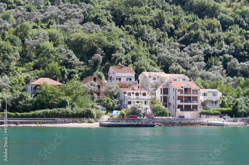 Fototapeta Naklejka Na Ścianę i Meble -  Montenegro Bay of Kotor view from the yacht
