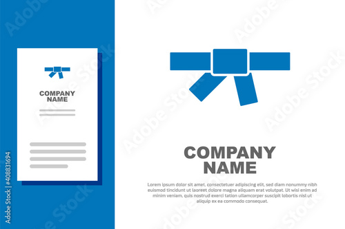 Blue Black karate belt icon isolated on white background. Logo design template element. Vector.