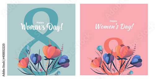 women's day, 8 March illustration, flower pattern