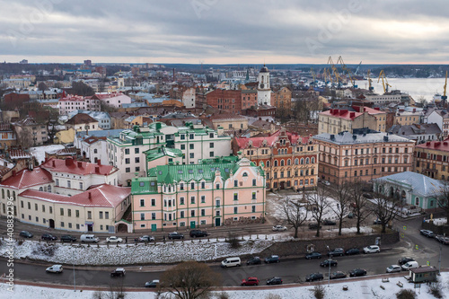 Vyborg, view of the historical city center in winter