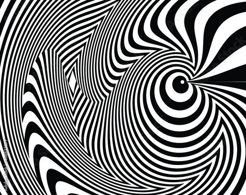 Wave design black and white. Digital image with a psychedelic stripes. Argent base for website  print  basis for banners  wallpapers  business cards  brochure  banner. Line art optical 