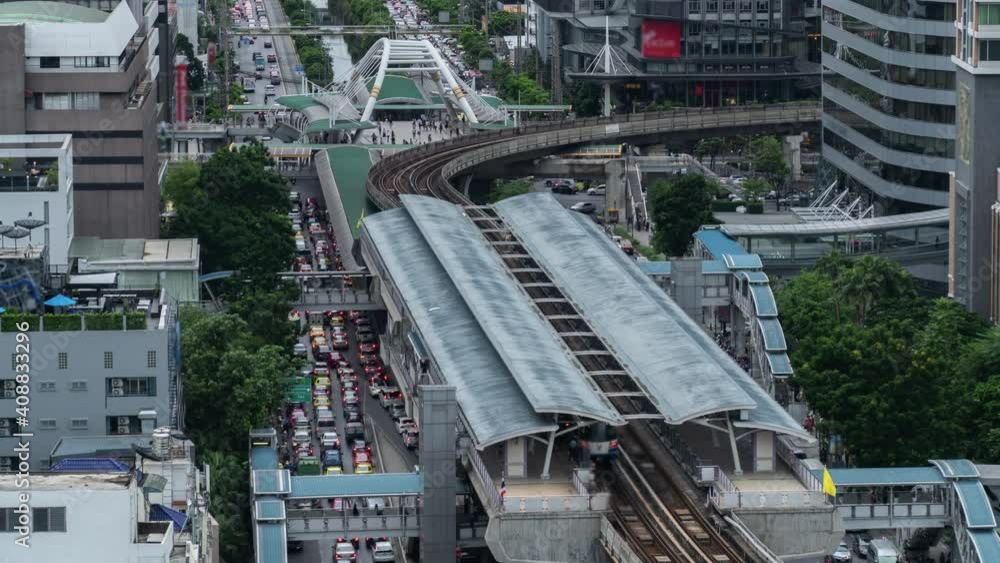 4K,Time lapse Bangkok Central Skytrain Station, modern of Thailand 4K,Time lapse Bangkok Central Skytrain Station, modern of Thailand