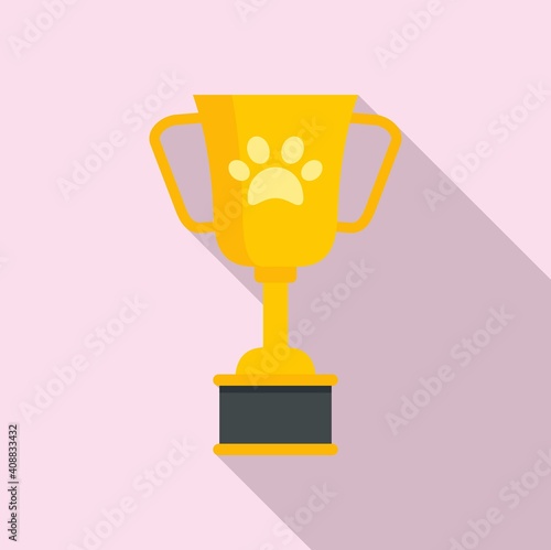 Dog gold cup icon. Flat illustration of dog gold cup vector icon for web design