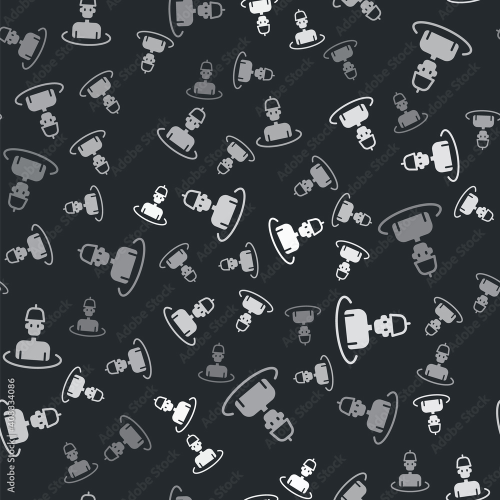 Grey Man in the sauna icon isolated seamless pattern on black background. Vector. Grey Man in the sauna icon isolated seamless pattern on black background. Vector.