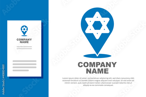 Blue Star of David icon isolated on white background. Jewish religion symbol. Symbol of Israel. Logo design template element. Vector.