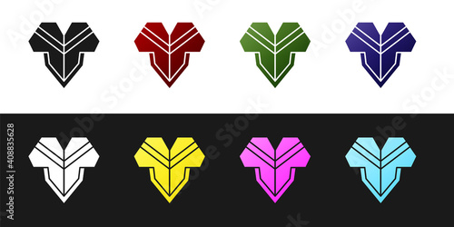 Set Traditional mexican poncho clothing icon isolated on black and white background. Vector.