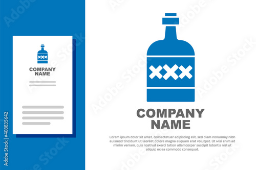 Blue Tequila bottle icon isolated on white background. Mexican alcohol drink. Logo design template element. Vector.