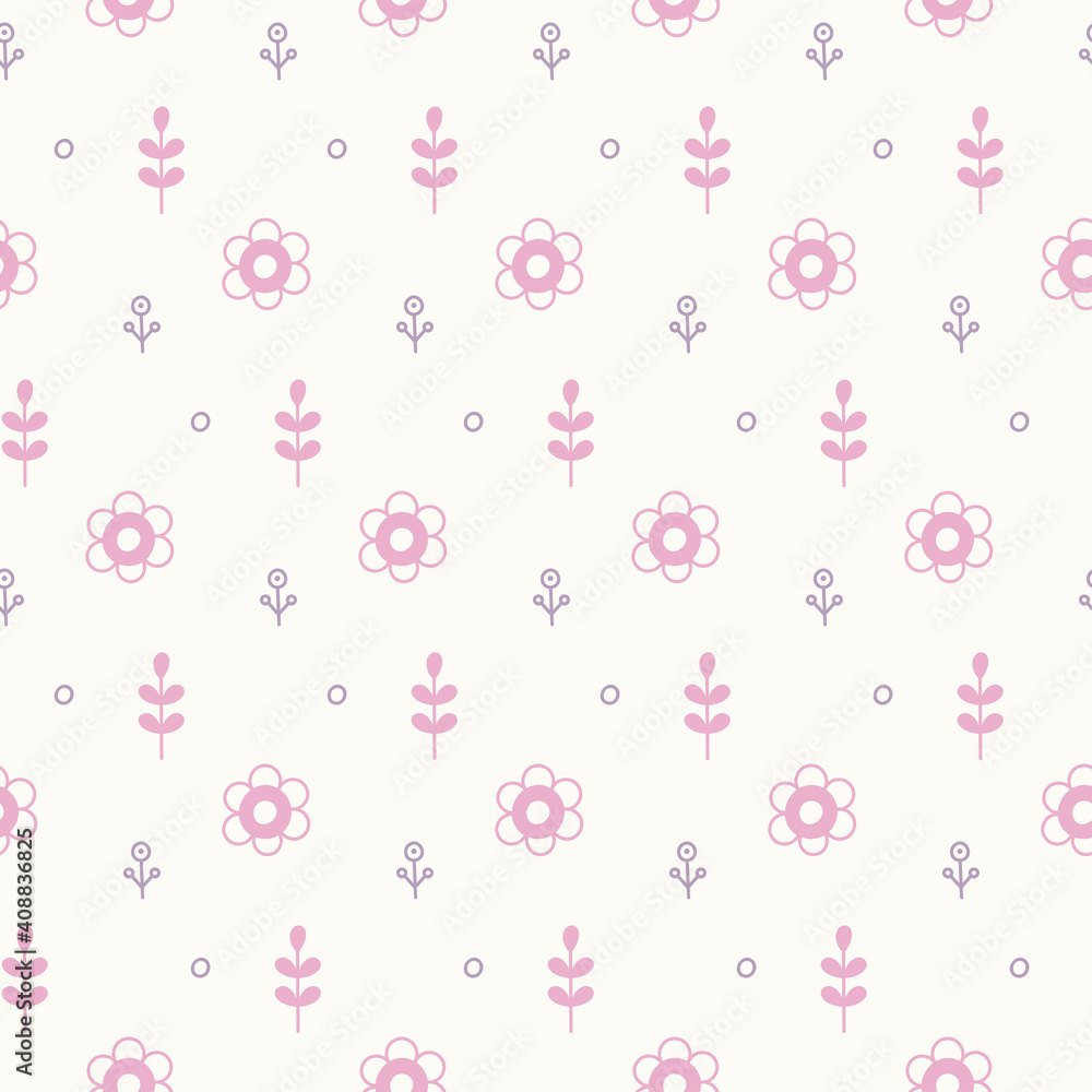 The tender floral seamless pattern with small details. Suitable for wallpaper, paper, fabric and others