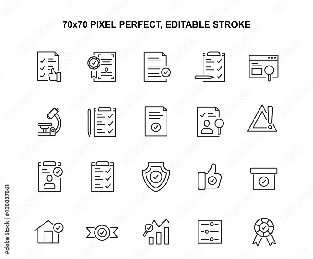 Simple Set of Inspection Related Vector Line Icons. Contains such Icons as Task Schedule Check, Examination, Approval and more. Editable Stroke. 48x48 Pixel Perfect. Simple Set of Inspection Related Vector Line Icons. Contains such Icons as Task Schedule Check, Examination, Approval and more. Editable Stroke. 48x48 Pixel Perfect.