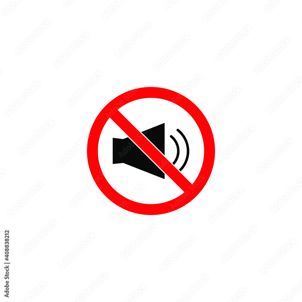 red sign prohibiting speakers on white background, vector illustration red sign prohibiting speakers on white background, vector illustration