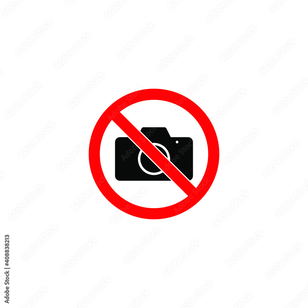 red sign forbidding taking pictures on white background, vector illustration red sign forbidding taking pictures on white background, vector illustration