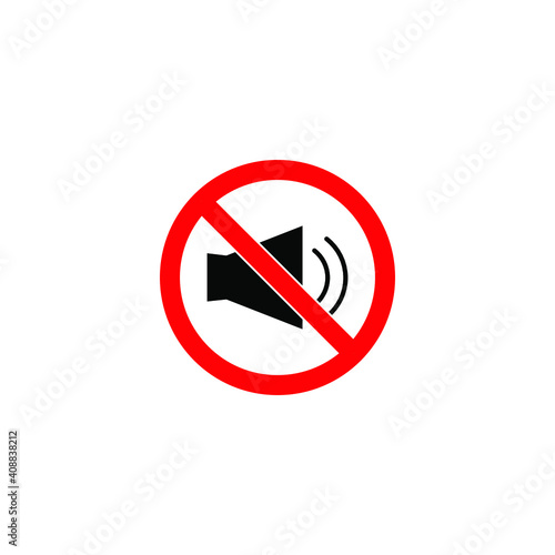 red sign prohibiting speakers on white background, vector illustration