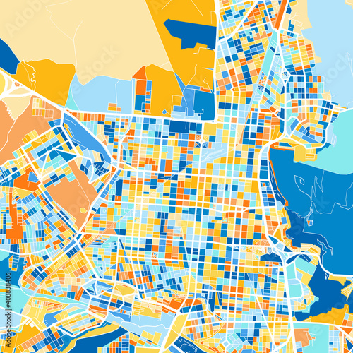 Art map of Salta, Argentina in Blue Orange