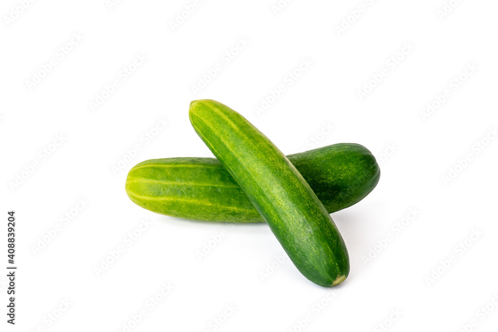Double cucumber isolated over white background. Double cucumber isolated over white background.