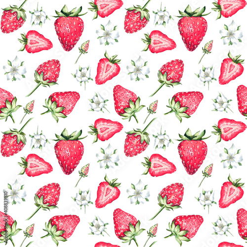 strawberry seamless pattern, strawberry ripe pattern