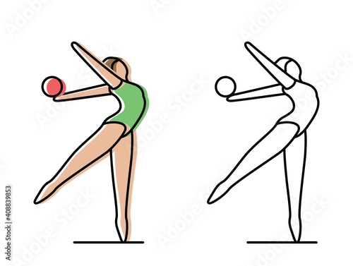 gymnastics. gymnast hardening. vector icons in flat style